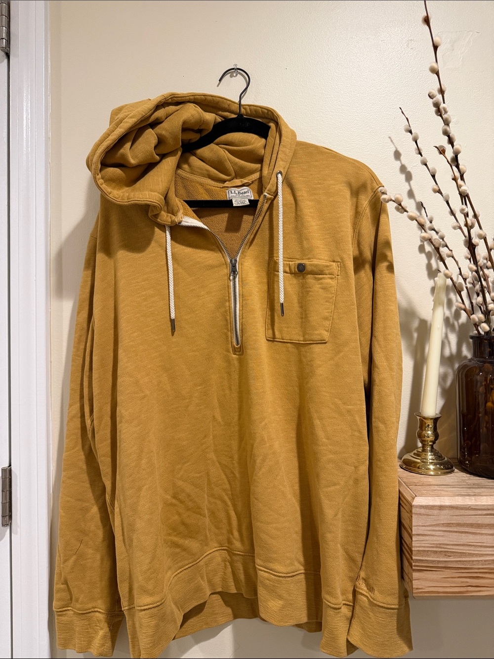 L.L. Bean Men's Mustard Zip-Up Hoodie Sweatshirt